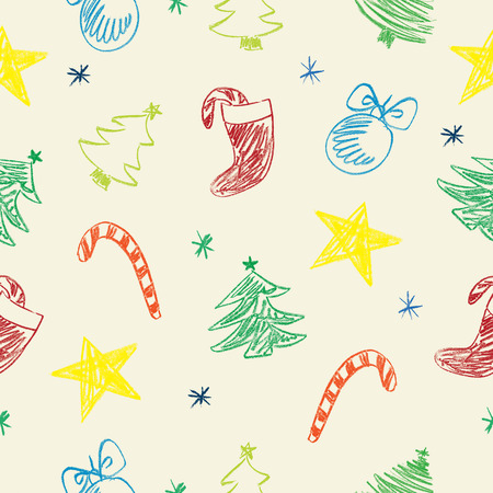 Christmas doodles/ Seamless patternのイラスト素材