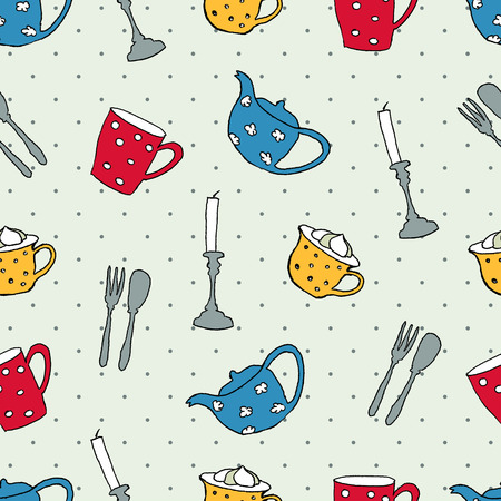 Tea  Coffee time Seamless patternのイラスト素材