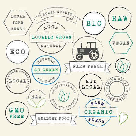Farm Fresh Organic Stamps Setのイラスト素材