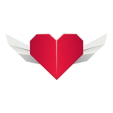 Origami Heart on white.Vector Illustration. Love symbols.のイラスト素材