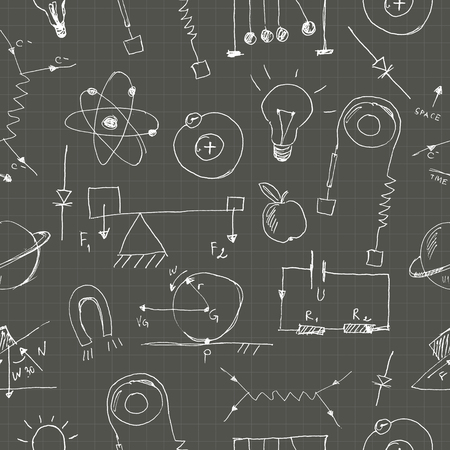 Physics doodles seamless patternのイラスト素材