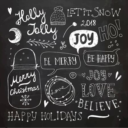Christmas and New Year doodles collectionのイラスト素材
