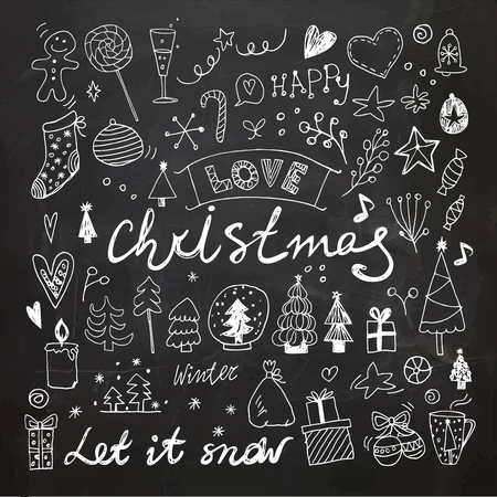 Christmas and New Year doodles collectionのイラスト素材