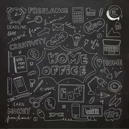 Home Office Doodle Vector Collectionのイラスト素材