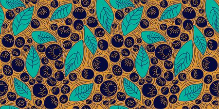 Circle concept berries acai vector line. hand drawing, funny doodles on a dark background with...