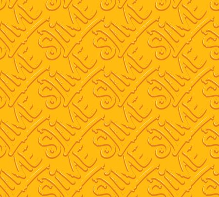 Vector illustration seamless pattern jelly lettering slime on a yellow background from slimeのイラスト素材