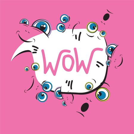 Emoji face with ductile facial expressions. Handwritten lettering. With place for text in a bubble. Funny doodle. Vector templates for typography or web design.のイラスト素材