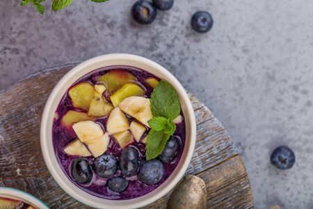 Breakfast acai smoothie bowl for healthy lifestyleの写真素材
