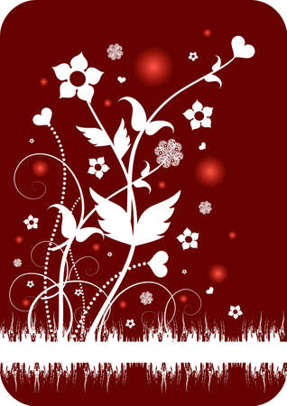 Illustration of abstract floral ornament in red and white colorsのイラスト素材