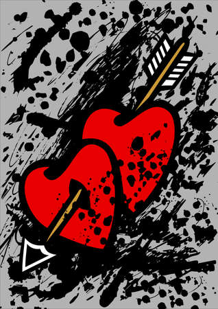 Hearts pierced with an arrowのイラスト素材