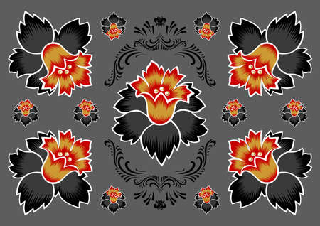 Illustration of abstract floral ornamentのイラスト素材