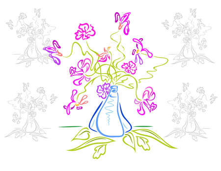 Bouquet of abstract flowers in vaseのイラスト素材