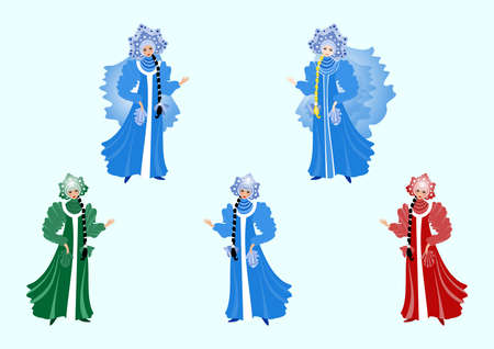 Illustration of beautiful snow maidensのイラスト素材