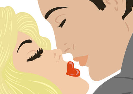Illustration of kissing man and womanのイラスト素材