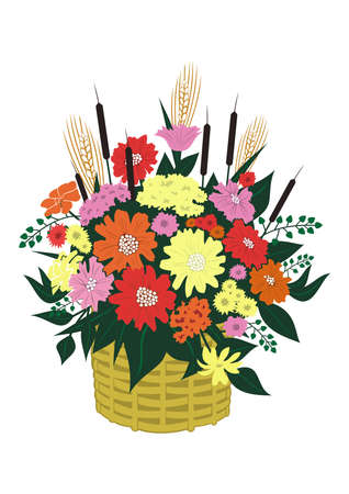 Illustration of basket of abstract flowersのイラスト素材