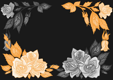 Illustration of abstract roses frame with dark backgroundのイラスト素材
