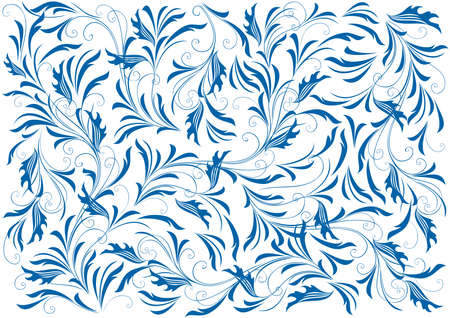 Illustration of abstract floral background in blue coloursのイラスト素材