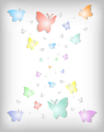 Illustration of abstract background with colorful paper cutout butterflies のイラスト素材