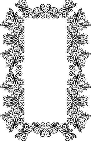 Illustration of abstract floral frame in black and white coloursのイラスト素材