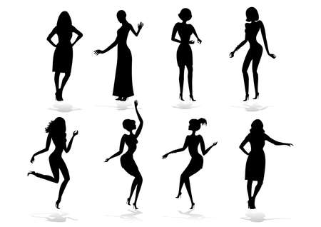 Illustration of female silhouette set isolatedのイラスト素材