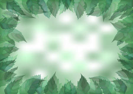Illustration of frame from green leaves with backgroundのイラスト素材