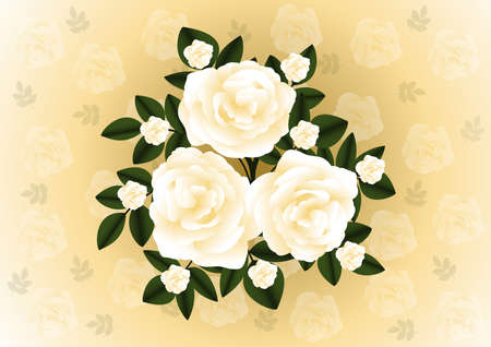 Illustration of abstract tea roses bunch with backgroundのイラスト素材