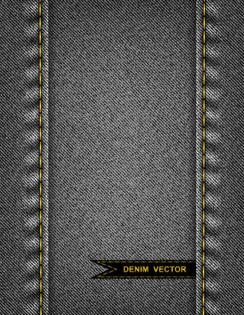 Illustration of abstract background from black denim texture with stitches and ribbonのイラスト素材