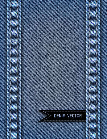 Illustration of abstract background from blue denim texture with stitches and ribbonのイラスト素材