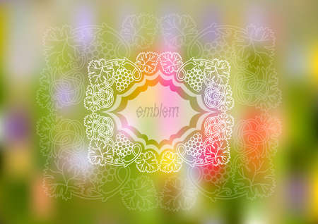 Illustration of abstract grapevine frame with bunches of grapesのイラスト素材