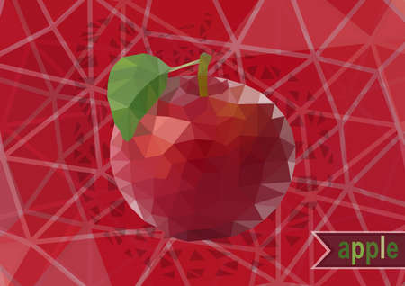 Illustration of abstract polygonal apple with background in red, white and green colorsのイラスト素材