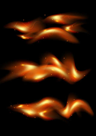 Illustration of tongues of flame on black backgroundのイラスト素材