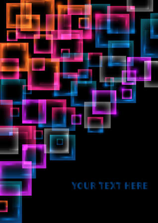 Illustration of colorful squares on black background のイラスト素材