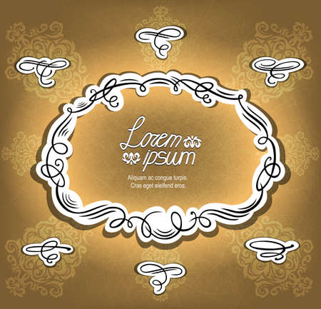 Illustration of ornate frame and design elements on grunge backgroundのイラスト素材