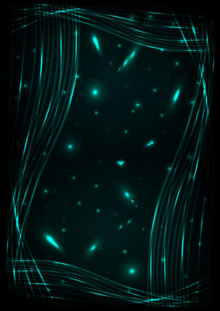 Illustration of neon lines and dots on dark background のイラスト素材