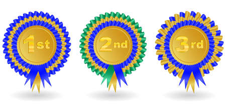 Illustration of 1st, 2nd and 3rd place award ribbons isolated のイラスト素材