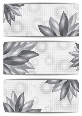 Illustration of banner set with leaves on dotted backgound
のイラスト素材