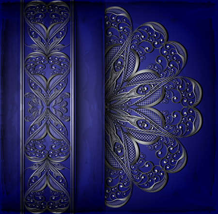 Illustration of card with banner, abstract silver ornament and grunge texture
のイラスト素材
