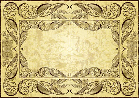 Illustration of abstract ornate frame on grunge backgroundのイラスト素材
