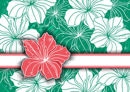 Illustration of floral background with banner and grunge textureのイラスト素材