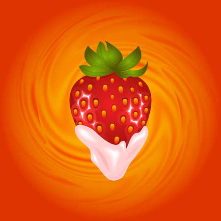 Illustration of strawberry and smooth cream swirl background
のイラスト素材