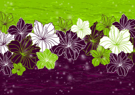 Illustration of floral border with colorful background and grunge textureのイラスト素材
