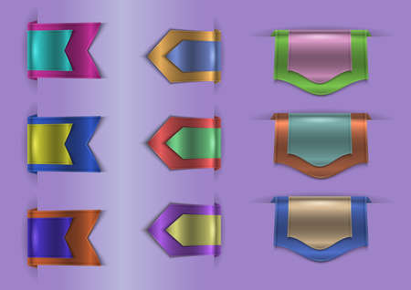 Illustration of colorful and glossy web ribbons in various styles
のイラスト素材