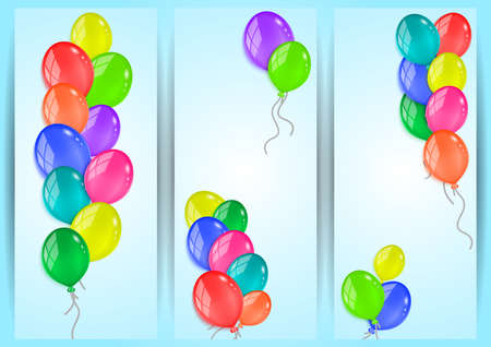 Illustration of banner collection with colorful balloonsのイラスト素材