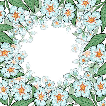 Illustration of abstract frame from floral branches isolatedのイラスト素材