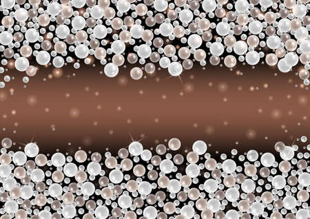 Illustration of white and beige pearl borders on dark backgroundのイラスト素材