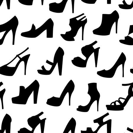 Illustration of seamless pattern with female shoes isolatedのイラスト素材