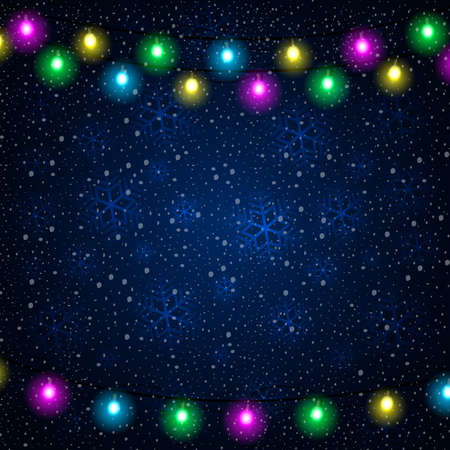 Illustration of Christmas lights with snowflake backgroundのイラスト素材