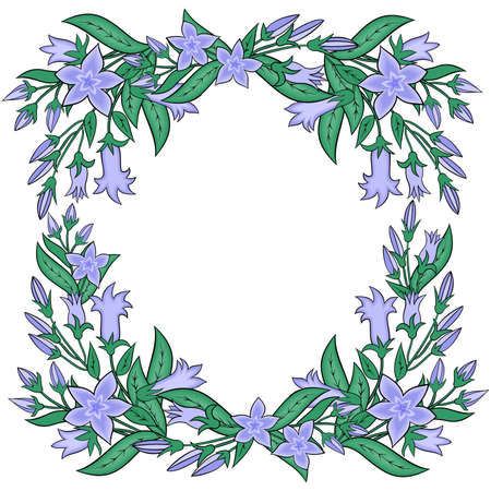 Illustration of abstract  floral frame in blue, green and black colors isolatedのイラスト素材