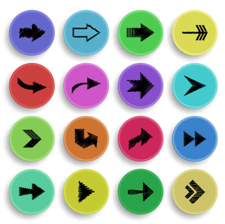 Illustration of arrow icons in various colorsのイラスト素材