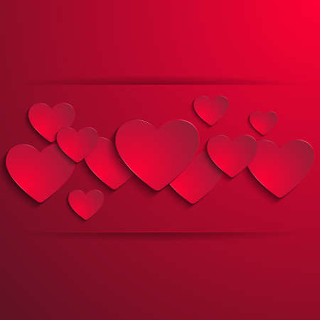 Illustration of valentines day card template with paper heart cutouts and bannerのイラスト素材